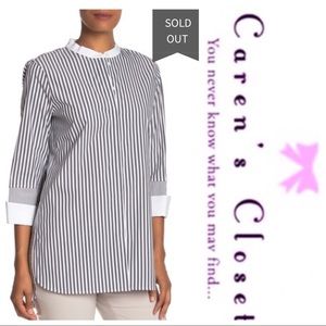 NWOT Lafayette 148 Marianna Saxony Stripe Blouse